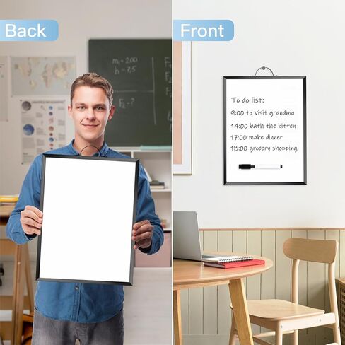 ARCOBIS لوح أبيض صغير للمسح الجاف للجدار، 12 بوصة × 16 بوصة سبورة بيضاء مغناطيسية محمولة على الوجهين، لوحة مسح جافة صغيرة معلقة للقيام بالقائمة، الرسم، المكتب المنزلي، المطبخ، المدرسة in Kuwait