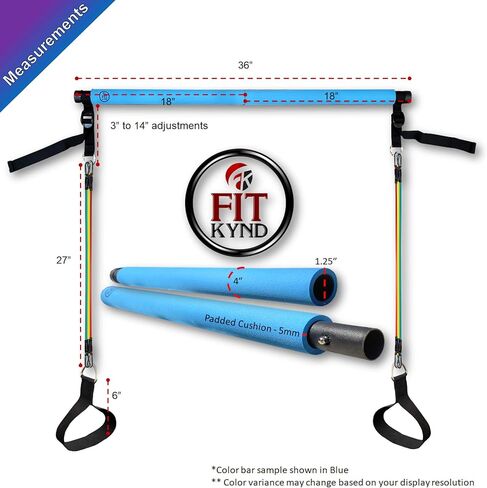 Portable Pilates Bar Kit with Resistance Bands, 6 Stackable Tension Ropes, Adjustable Strap Length, Foot Loops, Home Workout Equipment for Women. Fitness Exercises for Strength Training. in Saudi Arabia