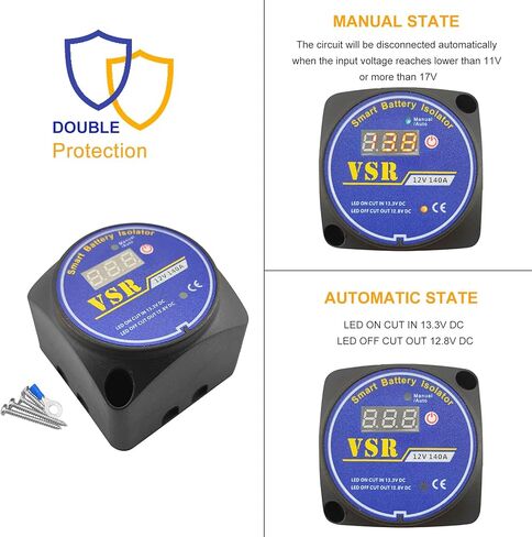 عازل بطارية مزدوج 12 فولت 80 أمبير، مرحل حساس للجهد VSR، متوافق مع بولاريس، جون ديري، جميع العلامات التجارية للدراجات النارية UTV ATV Yamaha، Kawasaki Honda، غير مناسب لبطاريات الليثيوم in Kuwait