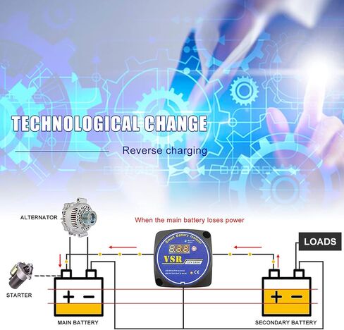 عازل بطارية مزدوج 12 فولت 80 أمبير، مرحل حساس للجهد VSR، متوافق مع بولاريس، جون ديري، جميع العلامات التجارية للدراجات النارية UTV ATV Yamaha، Kawasaki Honda، غير مناسب لبطاريات الليثيوم in Kuwait