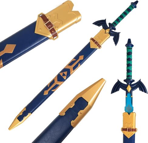 سيف أسطورة زيلدا الرئيسي، سيف ربط معدني كامل، نسخة طبق الأصل من شفرة زرقاء من الفولاذ المقاوم للصدأ مقاس 1:1، دعائم لعب الأدوار بالسيف الحقيقي مقاس 43 بوصة قابلة للتجميع in Kuwait