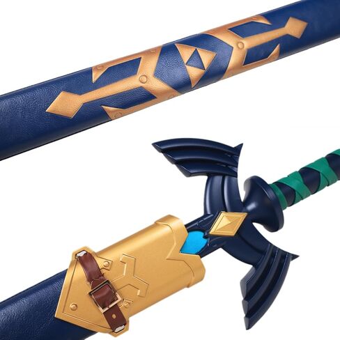 سيف أسطورة زيلدا الرئيسي، سيف ربط معدني كامل، نسخة طبق الأصل من شفرة زرقاء من الفولاذ المقاوم للصدأ مقاس 1:1، دعائم لعب الأدوار بالسيف الحقيقي مقاس 43 بوصة قابلة للتجميع in Kuwait