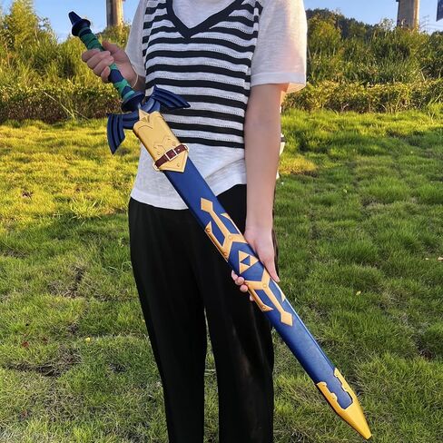 سيف أسطورة زيلدا الرئيسي، سيف ربط معدني كامل، نسخة طبق الأصل من شفرة زرقاء من الفولاذ المقاوم للصدأ مقاس 1:1، دعائم لعب الأدوار بالسيف الحقيقي مقاس 43 بوصة قابلة للتجميع in Kuwait