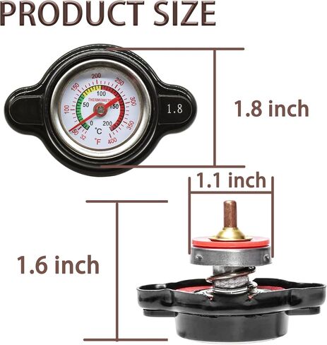 High-Pressure Radiator Cap with Thermometer Provides Fit for Honda, Kawasaki, Suzuki, Yamaha, Polaris, Husqvarna Off-Road Vehicles, KTM and More Motorcycle ATV Models 1.8 Bar, 25.6 Psi in Saudi Arabia