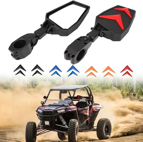 مرايا الرؤية الخلفية الجانبية DeYeShiKi UTV متوافقة مع 2008-2023 Polaris RZR 800 900 1000 XP Turbo 1.75 بوصة - 2 بوصة مشبك قضيب دوار قابل للكسر وذراع قابل للتعديل زجاج مقسى عالي التأثير ومقاوم للكسر in Kuwait