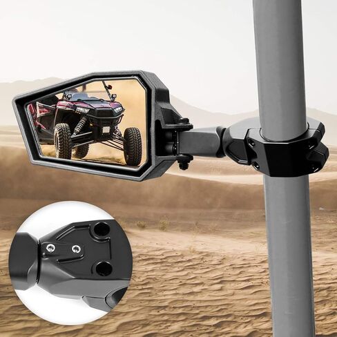 مرايا الرؤية الخلفية الجانبية DeYeShiKi UTV متوافقة مع 2008-2023 Polaris RZR 800 900 1000 XP Turbo 1.75 بوصة - 2 بوصة مشبك قضيب دوار قابل للكسر وذراع قابل للتعديل زجاج مقسى عالي التأثير ومقاوم للكسر in Kuwait
