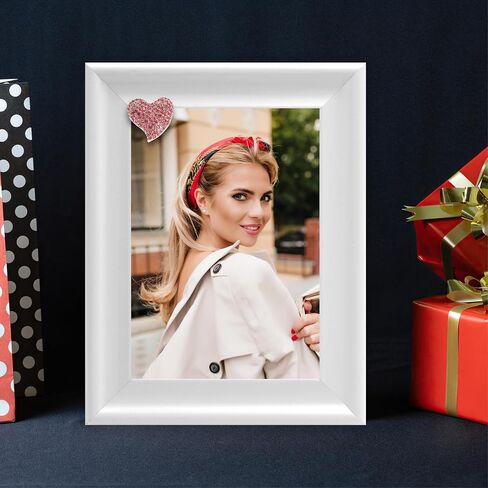 إطارات صور مقاس 5 × 7 مع زخرفة على شكل قلب، إطار صور خشبي مع زخرفة قلب قابلة للفصل لعرض الحائط والطاولة، مناسب لصور عيد الأم لمحبي النساء، أبيض in Saudi Arabia