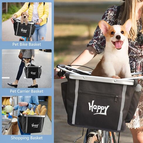 SMONTER الكلب دراجة سلة - الحيوانات الأليفة الناقل دراجة للقطط الصغيرة والكلاب الجبهة Fandlebar سلة انفصال وقابلة للإزالة الإفراج السريع سهلة التركيب للتسوق ركوب الدراجات in Kuwait