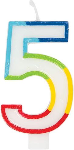 Vibrant Rainbow Border Number 5" Birthday Candle - Multicolored & Eye-Catching Design - Perfect for Unforgettable Birthday Celebrations in Kuwait