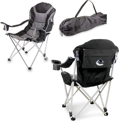 PICNIC TIME NHL Vancouver Canucks Reclining Camp Chair, Beach Chair for Adults, Sports Chair with Carry Bag, (Black with Gray Accents) in Saudi Arabia