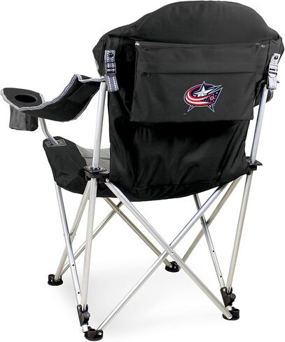 PICNIC TIME NHL Columbus Blue Jackets كرسي تخييم مستلق، كرسي الشاطئ للبالغين، كرسي رياضي مع حقيبة حمل، (أسود مع لمسات رمادية) in Saudi Arabia