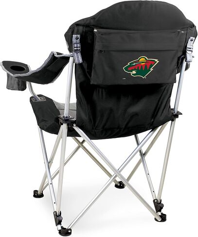 PICNIC TIME NHL Minnesota Wild Reclining Camp Chair, Beach Chair for Adults, Sports Chair with Carry Bag, (Black with Gray Accents) in Kuwait