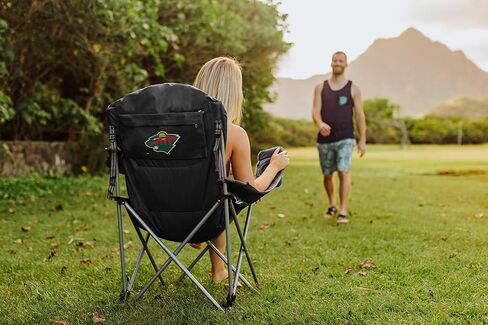 PICNIC TIME NHL Minnesota Wild Reclining Camp Chair, Beach Chair for Adults, Sports Chair with Carry Bag, (Black with Gray Accents) in Kuwait