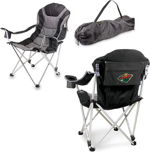 PICNIC TIME NHL Minnesota Wild Reclining Camp Chair, Beach Chair for Adults, Sports Chair with Carry Bag, (Black with Gray Accents) in Kuwait