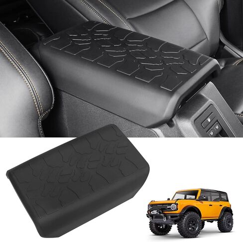 غطاء مسند الذراع لوحدة التحكم المركزية لسيارة Ford Bronco 2021 2022 2023 2&4 غطاء صندوق مسند الذراع لمسند ذراع السيارة غطاء وسادة وحدة التحكم الوسطى غطاء مسند الذراع الداخلي أسود TPE (ليس لرياضة برونكو) in Kuwait