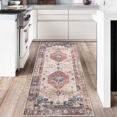 Falflor 2'x6' Non Slip Vintage Distressed Runner Rugs for Bedroom Washable Entryway Low Pile Kitchen Rug Floor Carpet Runners for Hallway Living Room in Kuwait