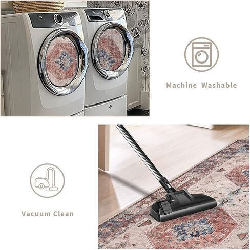 Falflor 2'x6' Non Slip Vintage Distressed Runner Rugs for Bedroom Washable Entryway Low Pile Kitchen Rug Floor Carpet Runners for Hallway Living Room in Kuwait