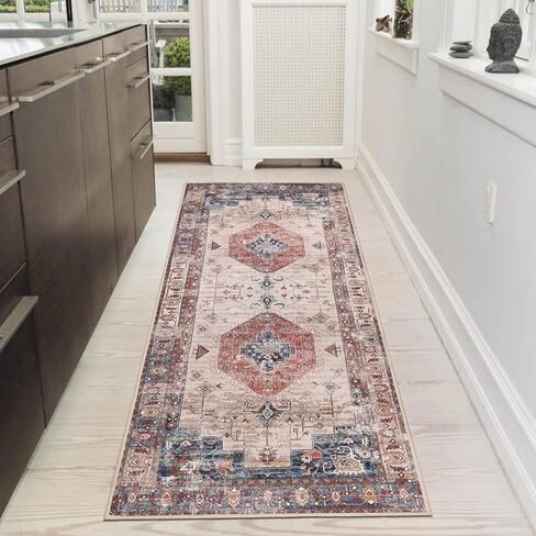 Falflor 2'x6' Non Slip Vintage Distressed Runner Rugs for Bedroom Washable Entryway Low Pile Kitchen Rug Floor Carpet Runners for Hallway Living Room in Kuwait