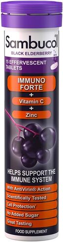 Sambucol Black Elderberry Effervescent Tablets - with Vitamin C & Zinc, Immune Support Supplement, Black Elderberry with Zinc and Vitamin C Effervescent Tablets, Drink Fizzies - 15 Tablets in Saudi Arabia