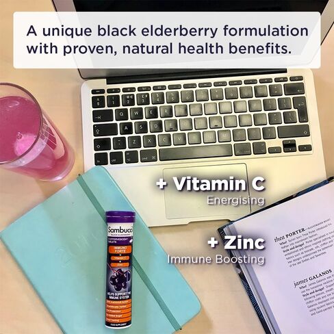 Sambucol Black Elderberry Effervescent Tablets - with Vitamin C & Zinc, Immune Support Supplement, Black Elderberry with Zinc and Vitamin C Effervescent Tablets, Drink Fizzies - 15 Tablets in Saudi Arabia