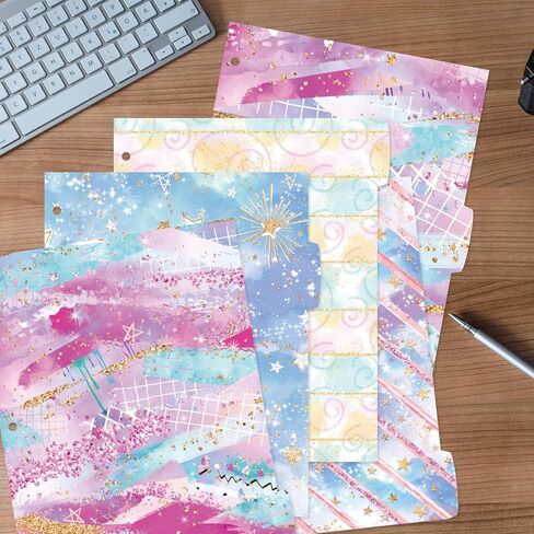 3 Ring Binder Dividers with Tabs 20 PCS Fashion Bright Color Paper Insertable Dividers in Saudi Arabia