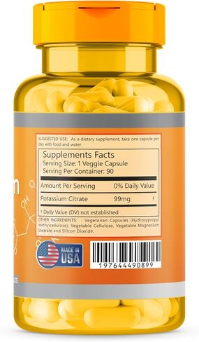 Supplements, Potassium Citrate 99 mg, Supports Electrolyte Balance and Normal pH*, Essential Mineral, 90 Veg Capsules in Saudi Arabia