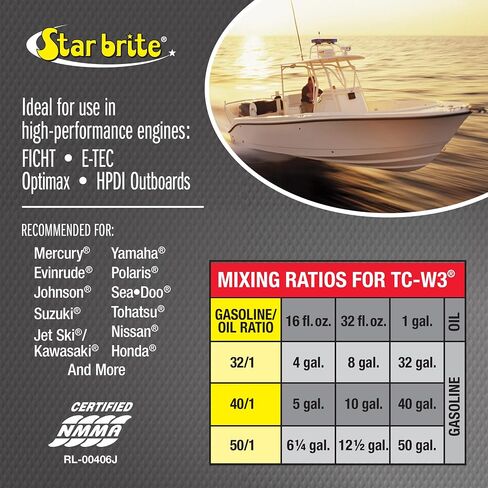 STAR BRITE Premium 2-Cycle Engine Oil TC-W3 - High-Grade Synthetic Blend for All 2-Stroke Outboard Motors, Personal Watercraft & High-Performance Engines in Saudi Arabia