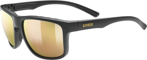 نظارات شمسية رياضية عاكسة من uvex للمشي لمسافات طويلة/النهر الجليدي مع حماية من الأشعة فوق البنفسجية، للنساء والرجال، طراز رياضي 312، أسود مطفي ذهبي/ذهبي، مقاس واحد in Saudi Arabia