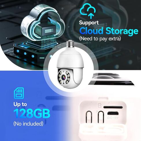 4MP Keilini Light Bulb Security Camera Outdoor Wireless Wifi Waterproof,Light Socket Security Camera 360,Home Wireless Security Cameras Audible Alarm in Saudi Arabia