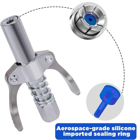 مسدس الشحوم، مجموعة مسدس الشحوم الثقيل 7000 رطل لكل بوصة مربعة، تحميل 14 أونصة، خرطوم زنبركي مرن 18 بوصة، 2 مقرنة عمل، 2 أنبوب صلب تمديد وفوهة واحدة من النوع الحاد متضمنة in Kuwait