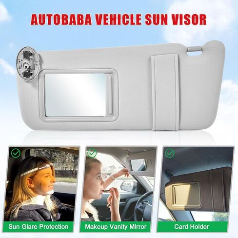 Left Side Driver Side Sun Visors Compatible with 2007-2011 Toyota Camry, Replacement for 74320-06780-B0,74320-33B81-B0, Without Sunroof and Light in Saudi Arabia