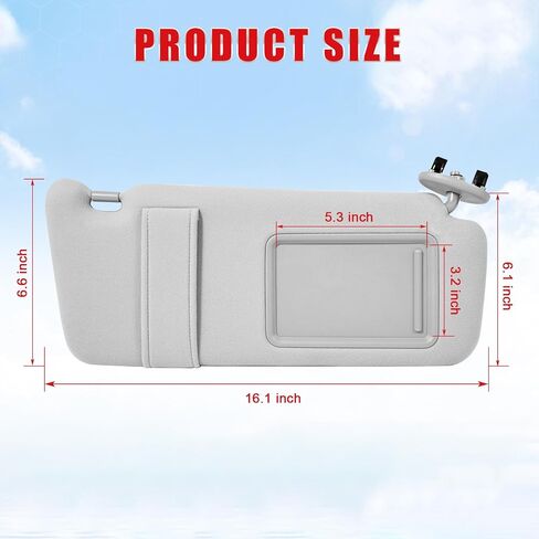 Left Side Driver Side Sun Visors Compatible with 2007-2011 Toyota Camry, Replacement for 74320-06780-B0,74320-33B81-B0, Without Sunroof and Light in Saudi Arabia