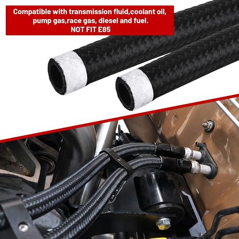 4AN 20FT مجموعة خط الوقود، AN4 النايلون الفولاذ المقاوم للصدأ مضفر CPE خط الوقود النفط / الغاز / خرطوم الوقود خرطوم تركيب نهاية مع 6 قطع دوارة خرطوم الوقود المناسب طقم محول - أسود in Kuwait