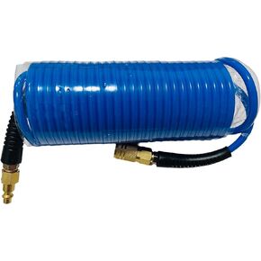Polyurethane Air Hose, 5mm Inner Diameter, 8mm Outer Diameter, 25 ft Length, 1/4NPT Brass Connectors, Blue