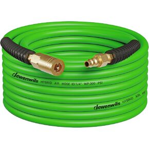 DEWENWILS 1/4 Inch x 6FT Hybrid Air Hose 300 PSI, Heavy Duty Air Compressor Hose with 1/4" Industrial Quick Coupler Fittings, Flexible and Kink Resistant Air Hose (Green)