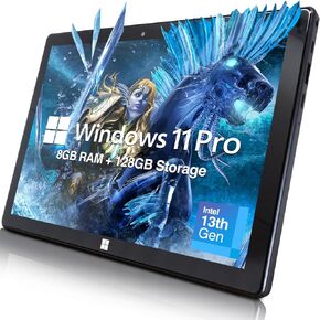 كمبيوتر لوحي احترافي Fusion5 مقاس 10.1 بوصة بنظام Windows 11 - كمبيوتر لوحي فائق النحافة عالي الدقة - ذاكرة وصول عشوائي سعتها 8 جيجابايت، وذاكرة وصول عشوائي 256 جيجابايت M.2 SSD، وشاشة 10 بوصة، وشبكة WiFi 5G، ووحدة معالجة مركزية Intel رباعية النواة، وUSB 