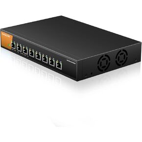 8 Port 10G Ethernet Switch Unmanaged, 10Gbps Network Switch Speed Auto-Negotiation, Sturdy Metal Casing, Plug and Play