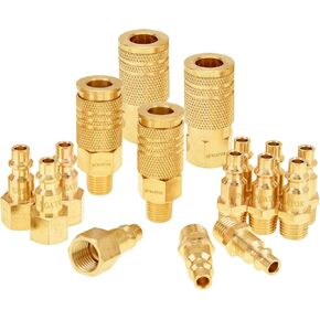 SUNGATOR Air Hose Fittings 1/4" NPT, 16-Piece Solid Brass Quick Connect Air Line Fittings, 1/4 Inch Compressor Accessories, Coupler and Plug Kit, 1/4'' Quick Connect Hose Repair Kit