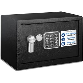 SereneLife Electronic Safe Box | Heavy Duty 13.8’’ x 9.8’’ Lockbox | Digital Keypad Code & 2 Key access | Small Money Safe for Home & Office | Secure Cash, Jewelry, Valuables | Wall & Floor Mountable