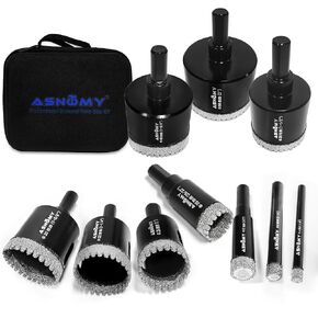 ASNOMY 1-1/2 Inch Diamond Hole Saw, Serrated Brazing Tile Hole Saw Diamond Core Drill Bits Set for Porcelain Tile Glass Ceramic Stone Granite Marble