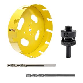 MaxTool 4PCs 12" TCT Hole Saw 305mm Carbide Tip Holesaw Arbored Pilot Bit for Cut Asphalt Brick Concrete Gypsum Plastic Tile Wood MDF; CT00Y57R1200EA