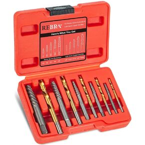 Screw Extractor Set, 37# Cr-Mo & 6542 HSS Steel Cobalt Left-Hand Drill Bit, Easy Out Broken Bolt Remover Reverse, Ez Out Stripped, Rounded-Off, Damaged Bolts, Screws&Studs Removal Tool (31-Pieces)