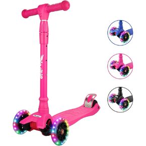 Scooters for Kids Age 3-5, Kick Scooter for Boys Girls Toddlers, 4 Adjustable Height, AEBC-9 Bearing, 3 Light Up Wheels, Lean to Steer, Outdoor Activities for Children from 3 to 12 Years Old