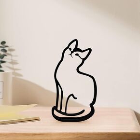 KOLYMAX Metal Cat Minimalist Art Wall Sculpture, Minimalist Abstract Cat Line Wall Art, Modern Minimalist Home Decoration Minimalist Living Room Wall Decoration