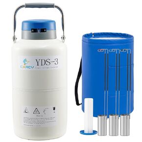 10L Aluminum Alloy Cryogenic Container Liquid Nitrogen (LN2) Dewar, Tank Dewar with 6 Canisters & Carry Bag, Durable, Lnsulation & Vacuum Design can Safely Store Liquid Nitrogen