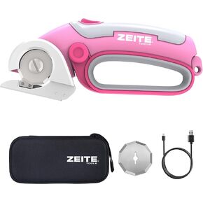 ZEITE 4V Cordless Electric Scissors, Cardboard Cutter with 2 x Blade, 1 x Storage Box, 1 x USB Charging Cable, Electric Cutter, Power Rotary Scissors for Box Carpet Plastic, Easy to Hold and Safety