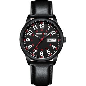GOLDEN HOUR Easy Read Analog Quartz Watch for Men and Women with Stainless Steel Expansion Band and Glow Dial