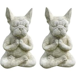 YWHWXB Meditating French Bulldog Figurine, Zen Yoga Dog Buddha Statue, Decorative Collectible for Home Garden Decoration