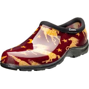 Sloggers Original Waterproof Rain and Garden Shoe for Women– Outdoor Slip-On Garden Clog - Made in The USA with Premium Comfort Insole and Arch Support - Grungy Paw Print Blue, Size 9