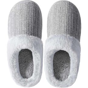 shoeslocker Womens Memory Foam Fuzzy Slippers Knitted House Slippers for Women Comfy Slip-On Warm House Shoes in Saudi Arabia